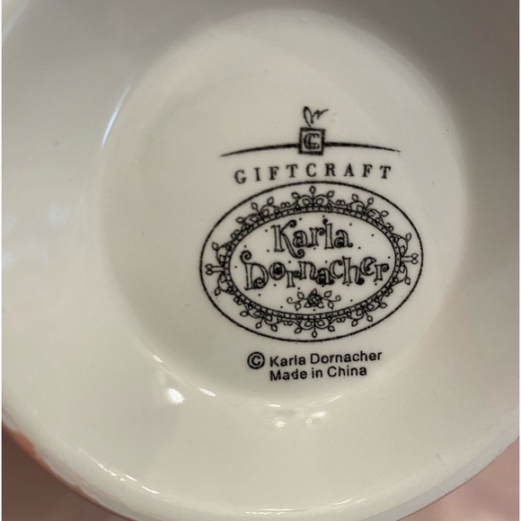 NWOT VTG  4 Gift Craft Mugs In Pink, Cream Green by Karla Dornacher Shabby Chic - Picture 10 of 12